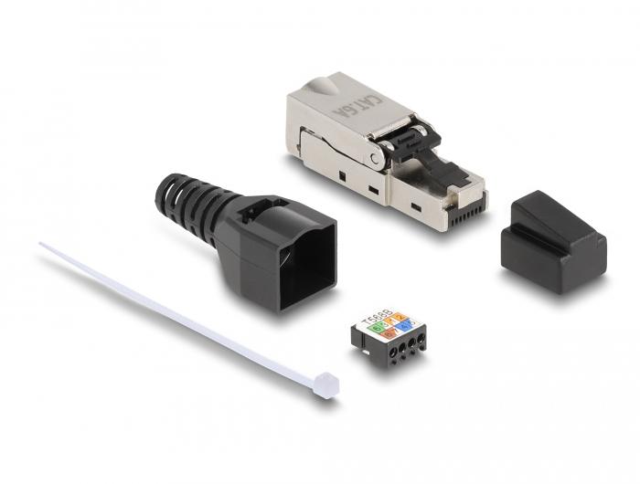 Delock RJ45 Stekker naar LSA met trekontlasting en stofkap Cat.6A wit - Delock