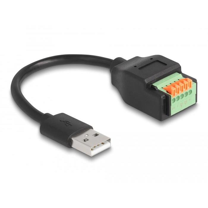 Delock USB 2.0 Kabel Type-A Stekker naar Terminalblok Adapter met Drukknop - Delock