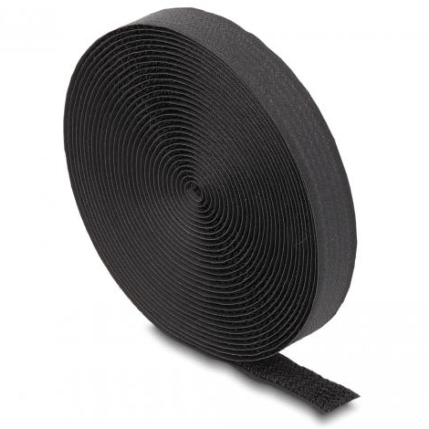 Klittenband rol met lus, 20mm x 3m, Zwart