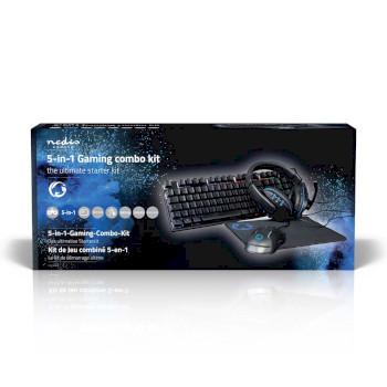 Gaming Combo Kit 5-in-1 Toetsenbord, Hoofdtelefoon, Muis en Muismat - Nedis