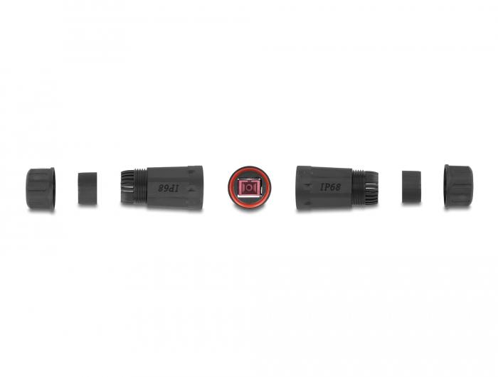 Delock Glasvezelkabelconnector SC Simplex-aansluiting naar SC Simplex-aansluiting OM4 waterdicht