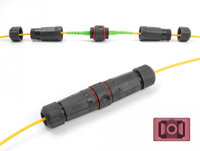 Delock Glasvezelkabelconnector SC Simplex-aansluiting naar SC Simplex-aansluiting OM4 waterdicht