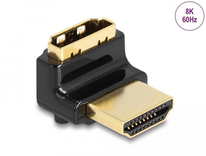 Delock HDMI Adapter Stekker naar Aansluiting 90 omhoog gekanteld 8K 60 Hz Metaal