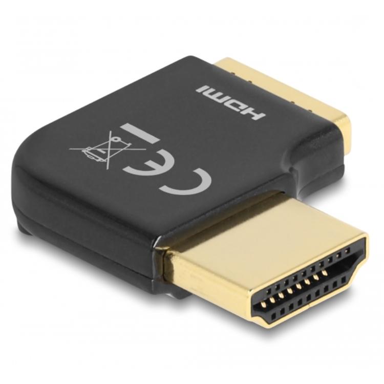 Delock HDMI-adapter Stekker naar Aansluiting 90 hoek 8K 60 Hz Metaal