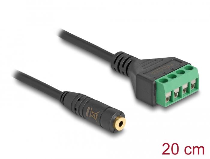 Delock Kabel 2,5 mm jackplug naar terminalblok, 20 cm