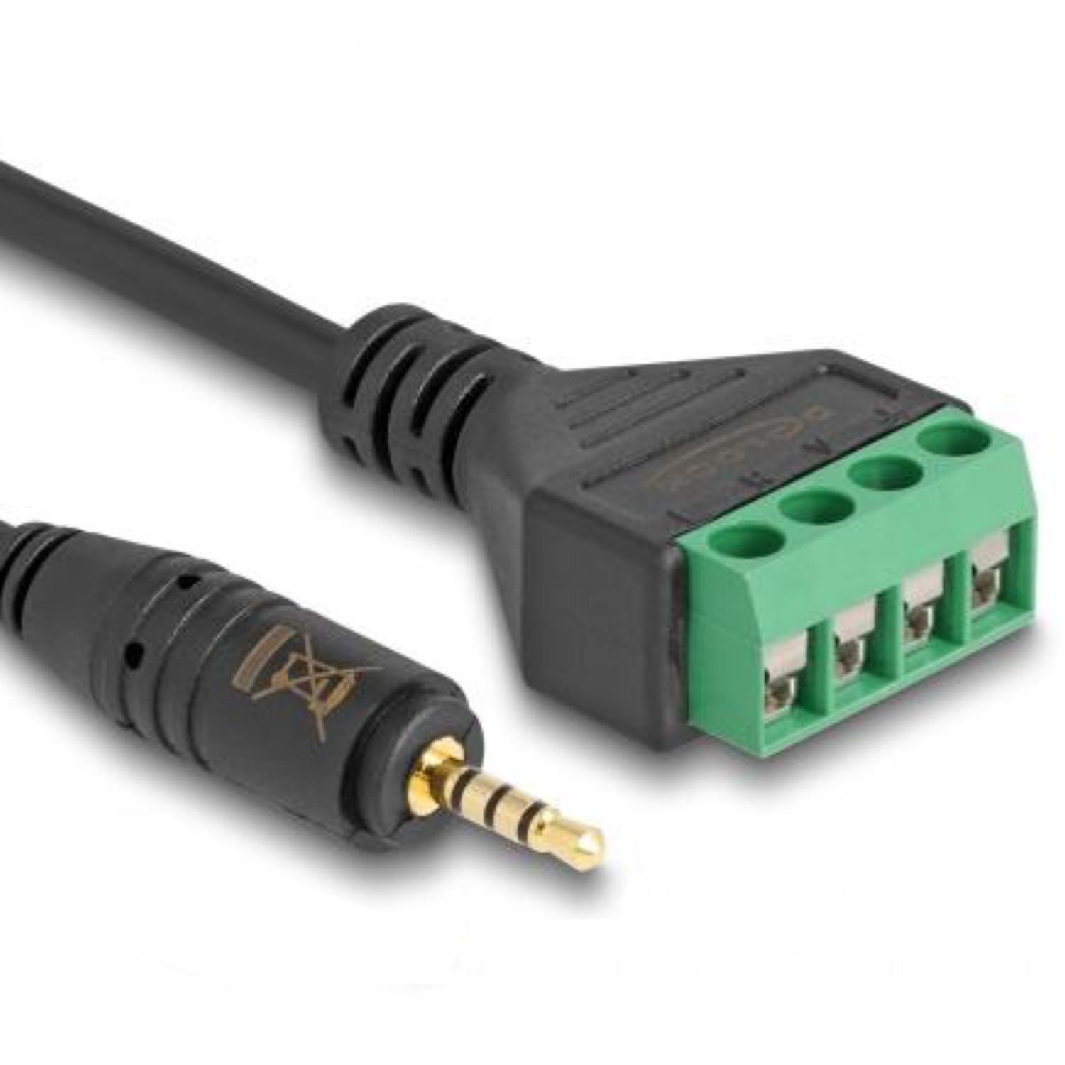 Delock Kabel Jackplug 3,5 mm 4-polig naar Klemmenblokadapter 20 cm