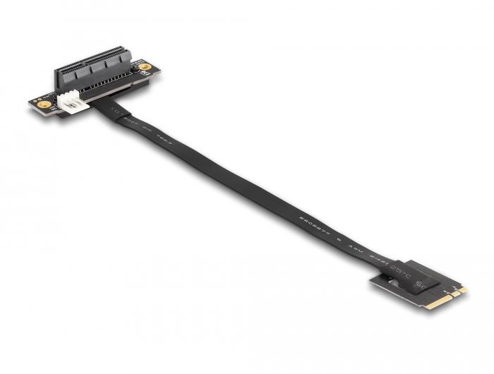 Delock M.2 Key A+E naar PCIe x4 NVMe adapter, gehoekte uitvoering met 20 cm kabel