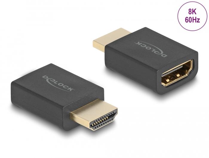 High Speed HDMI met Ethernet Adapter Stekker naar Aansluiting 8K 60 Hz zwart