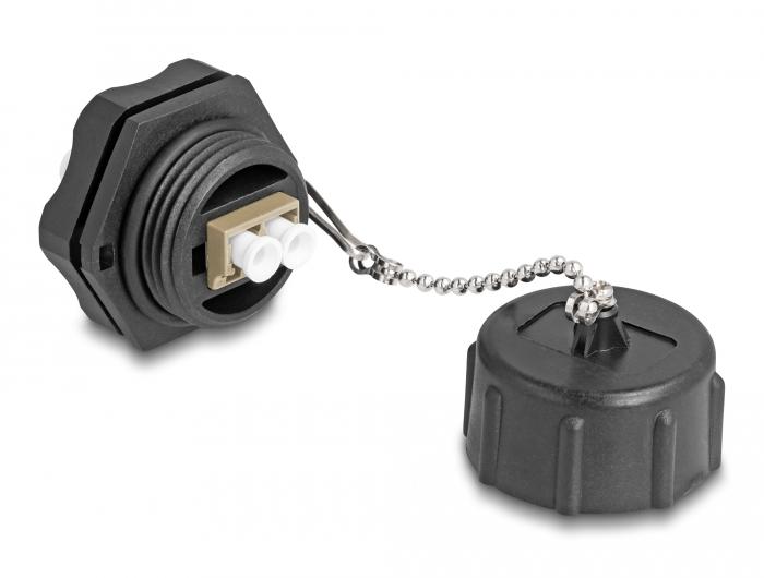 Delock Glasvezel-inbouwdoos LC Duplex naar LC Duplex met Multimode-afsluitstop