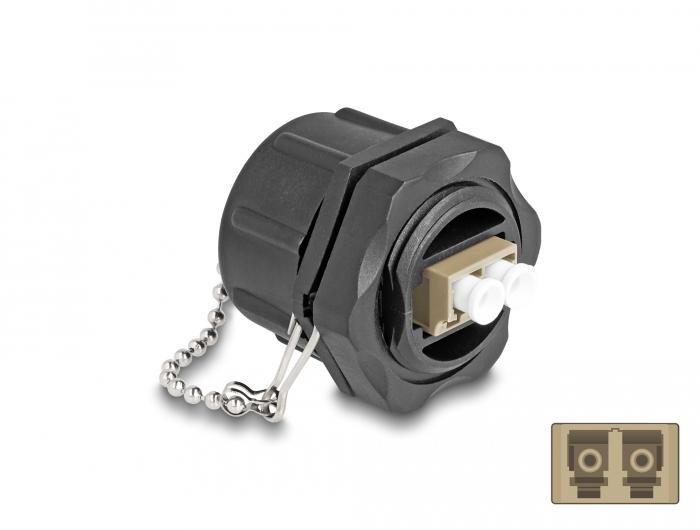 Delock Glasvezel-inbouwdoos LC Duplex naar LC Duplex met Multimode-afsluitstop