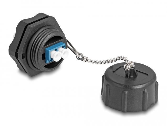 Delock Glasvezel-inbouwdoos LC Duplex naar LC Duplex met afdekdop
