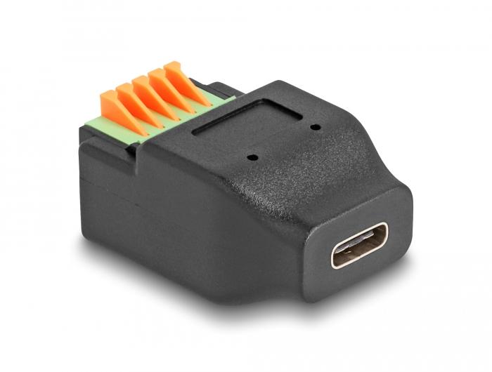 Delock USB Type-C™ 2.0-aansluiting op klemmenblokadapter met drukknop