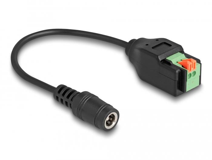 Delock DC 5,5 x 2,1 mm Stekker naar Klemmenblokadapter met Drukknop 15