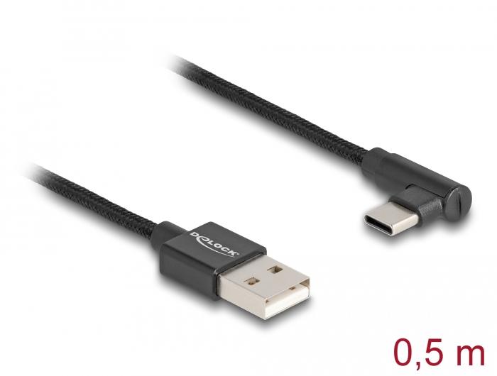 Delock USB 2.0 Kabel Type-A Stekker naar USB Type-C™ Stekker gehoekte 0,5