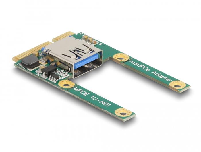 Delock Mini PCIe I/O 1 x USB 2.0 Type-A-aansluiting volle grootte / halve grootte