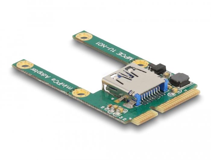 Delock Mini PCIe I/O 1 x USB 2.0 Type-A-aansluiting volle grootte / halve grootte