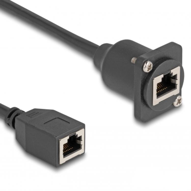 Delock D-Type RJ45 Kabel Stekker naar Stekker Cat.5e zwart 20 cm