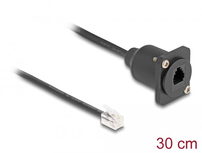 Delock D-Type RJ10 Kabel Stekker naar Aansluiting zwart 30 cm