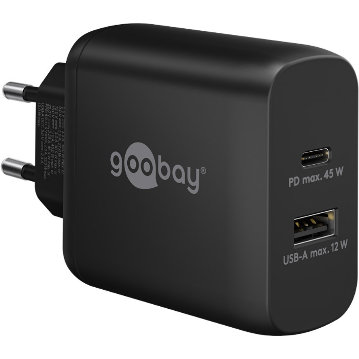 USB-C™ PD dual snellader (45 W) zwart