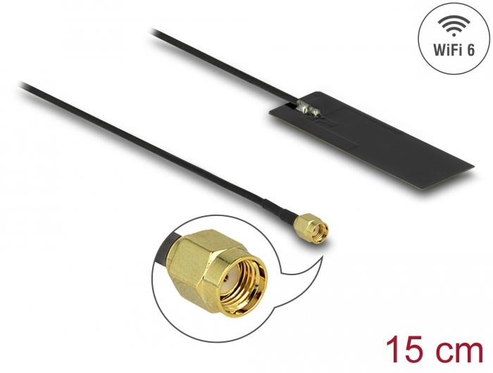 Delock WLAN WiFi 6 802.11 ac/ax/a/h/b/g/n Antenne RP-SMA Stekker 2 - 4 dBi