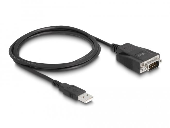 Delock Adapter USB 2.0 Type-A Stekker naar 1 x seriële RS-232 D-Sub 9 Stekker