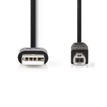 USB-Kabel USB 2.0 USB-A Male USB-B Male 480 Mbps Vernikkeld - Nedis