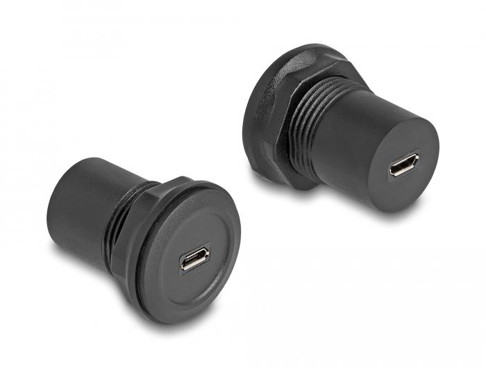 Delock USB 2.0 Type Micro-B naar USB 2.0 Type Micro-B inbouwdoos zwart