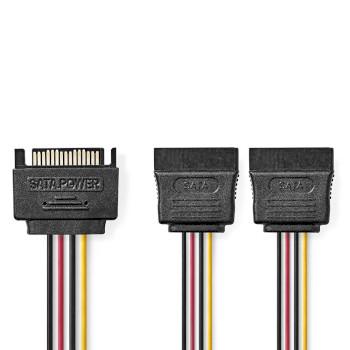 Interne Voedingskabel SATA 15-Pins Male 2x SATA 15-Pins Female - Nedis