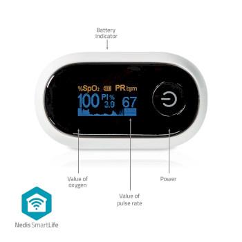 SmartLife Pulse Oximeter Bluetooth® OLED-Scherm - Nedis