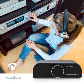 Analoge Audio-Switch 4-Poorts poort(en) Input: 1x 3,5 mm Audio-Input / - Nedis