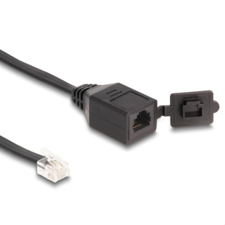 Delock Kabel RJ12 male naar RJ12 female 20 cm zwart