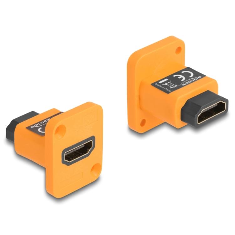 Delock D-Type Module HDMI-A vrouwelijk naar vrouwelijk 4K oranje