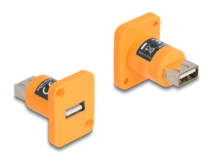 Delock D-type module USB 2.0 type-A female to female orange