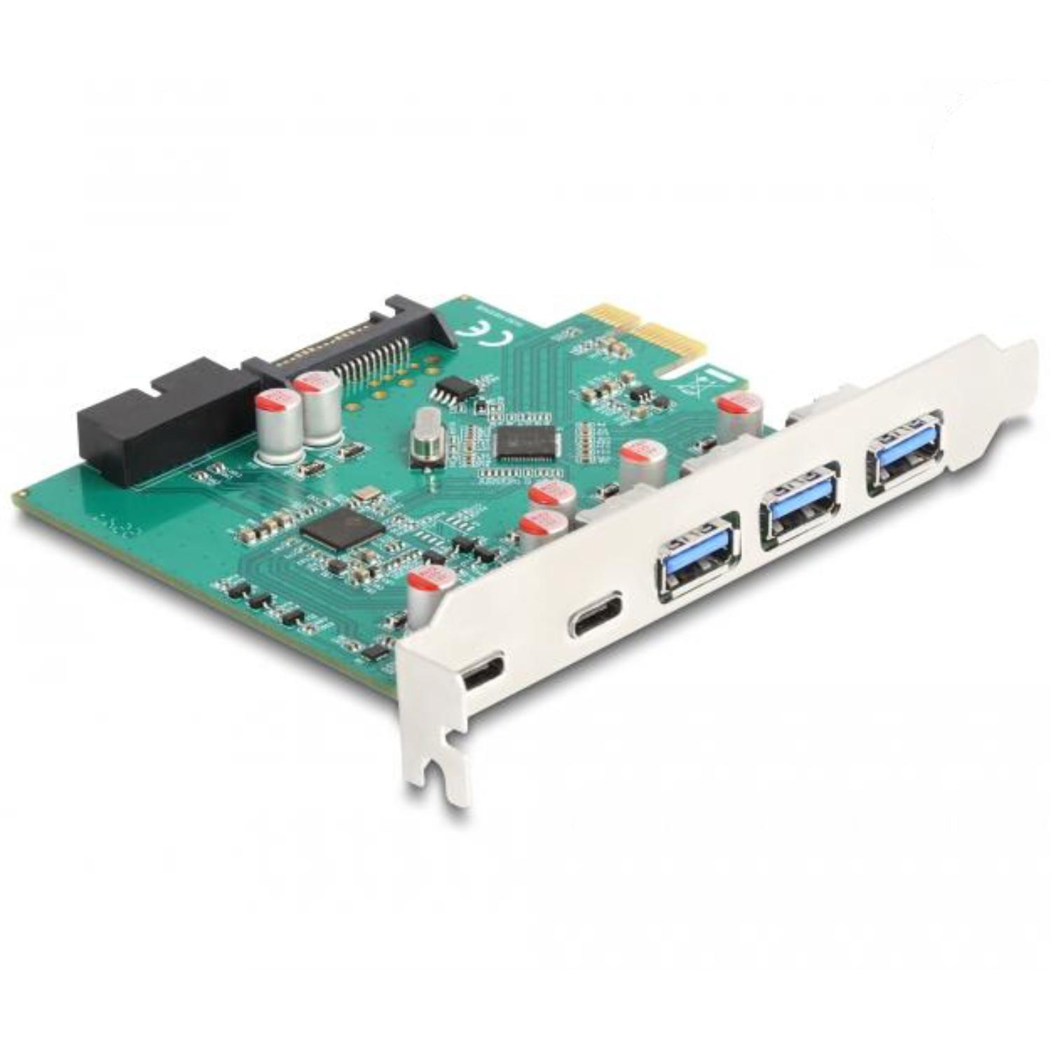 Delock USB 5 Gbps PCI Express x1 kaart naar 3 x extern type-A + 2 x extern US