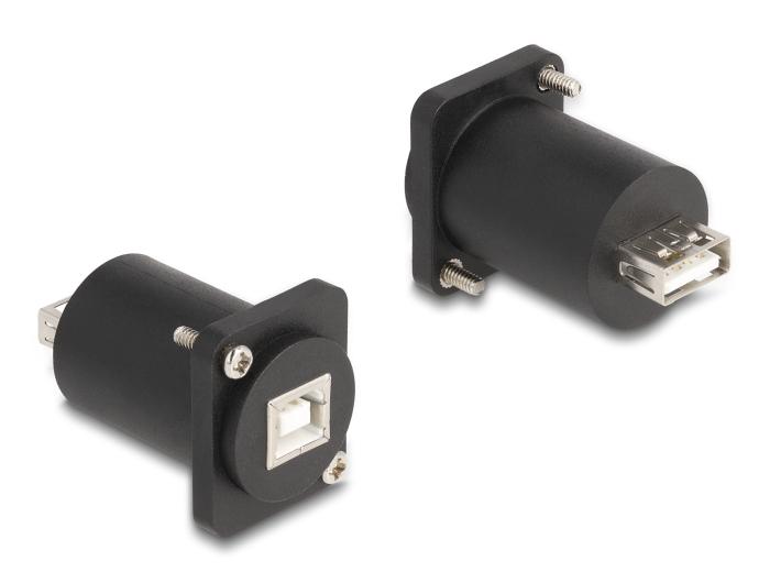 Delock D-type module USB 2.0 type-B female to type-A female met schroefbevestiging