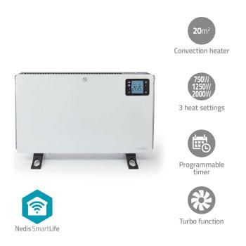 SmartLife Convectorkachel Wi-Fi 2000 W 3 Warmte Standen LCD 5 - Nedis