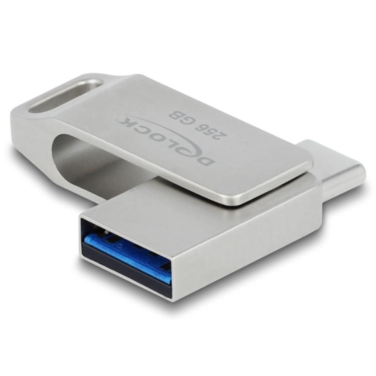 Delock USB 5 Gbps USB-C™ + Type-A geheugenstick 256 GB - metalen behuizing