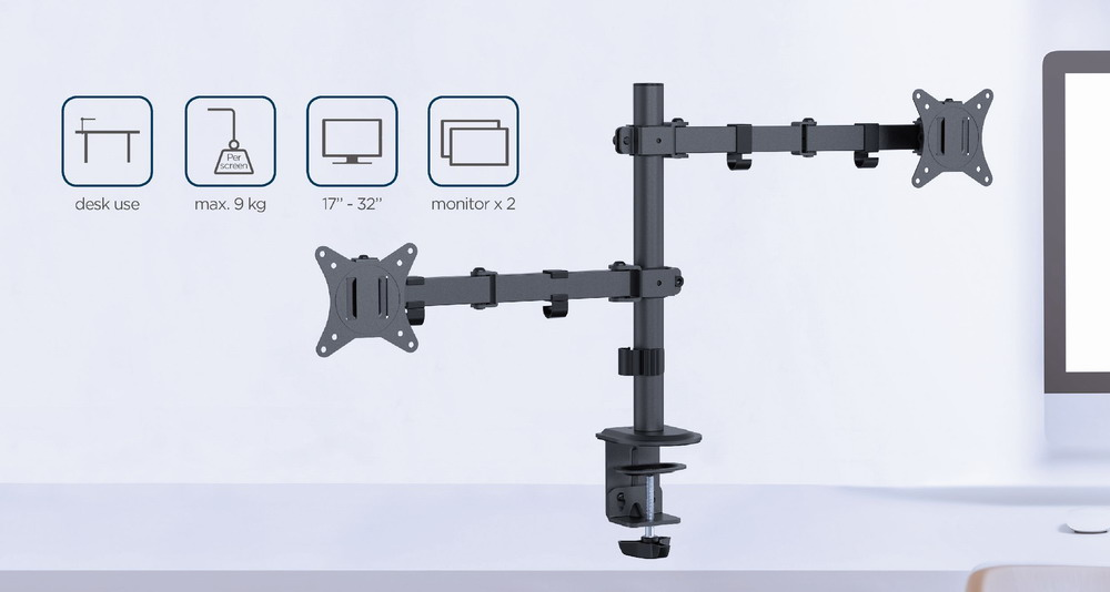 Monitor beugel bureau - dubbele arm - 2x 17–32 inch - 9 kg