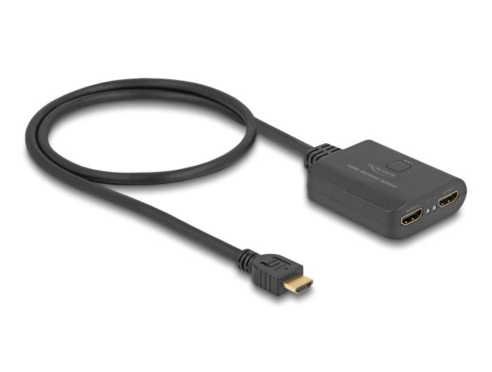 Delock HDMI-Splitter 1 x HDMI-ingang op 2 x HDMI-uitgang 4K 60 Hz met downscaler