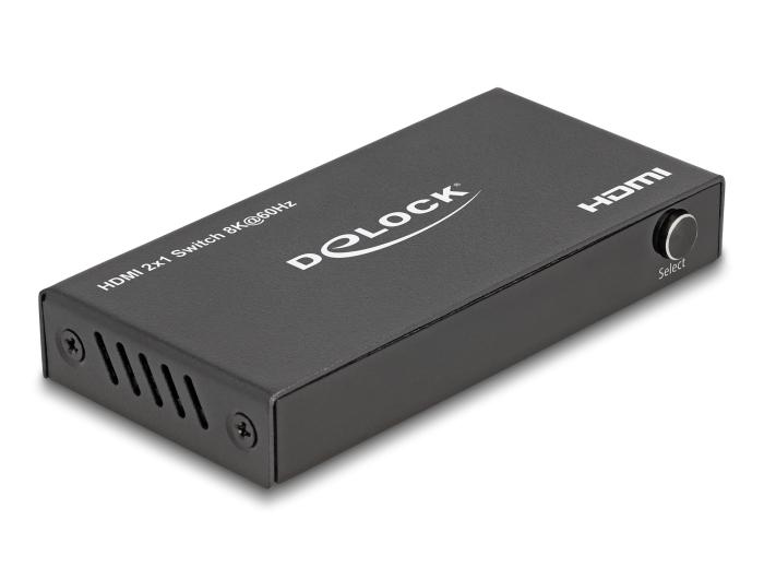 Delock HDMI Switch 2 x HDMI ingang naar 1 x HDMI uitgang 8K 60 Hz