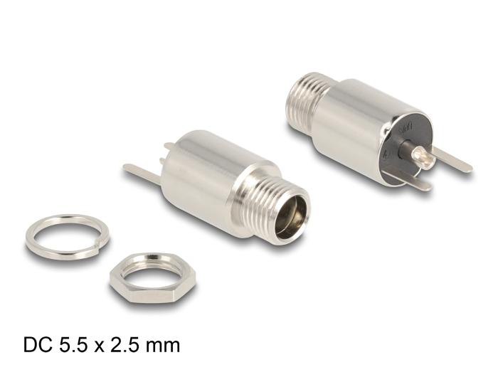 Delock connector DC 5,5 x 2,5 mm inbouwsocket, soldeeruitvoering - rond