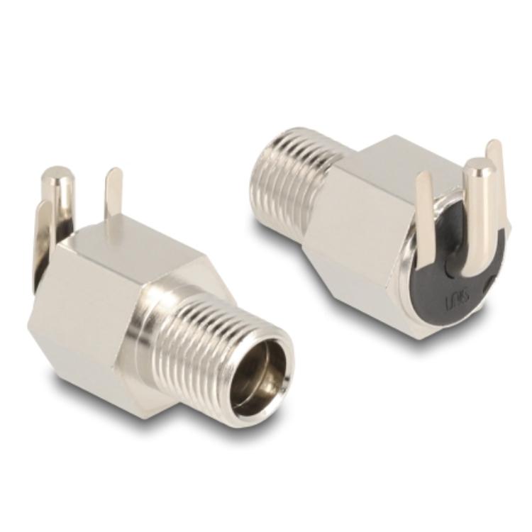 Delock Stekker DC 5,5 x 2,1 mm Bus voor inbouw, soldeeruitvoering, rechtwinklig