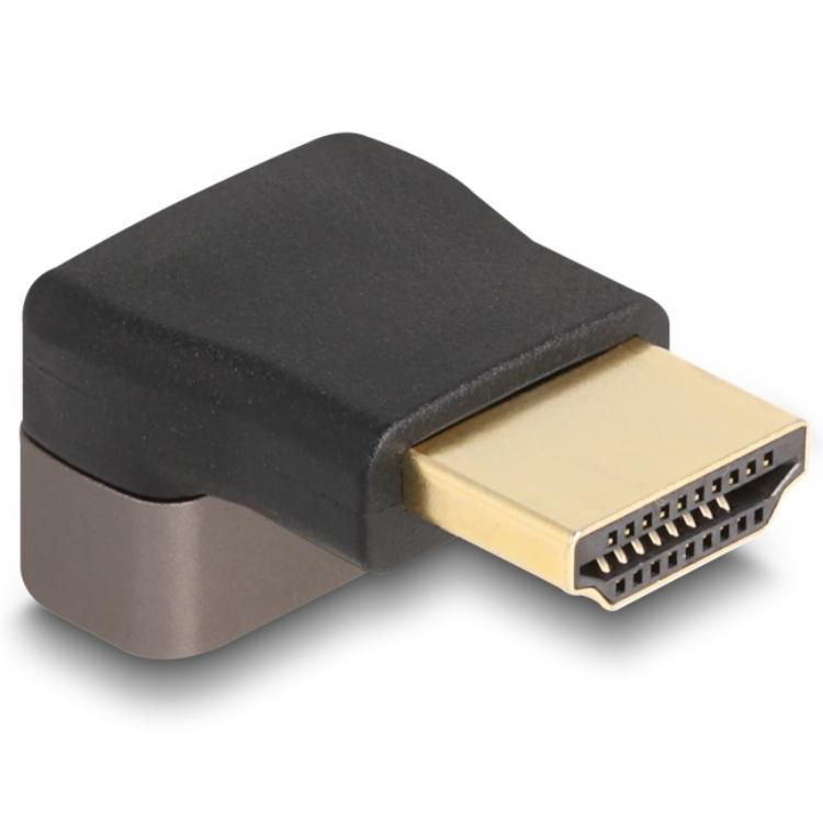 Delock HDMI-adapter Stekker op Aansluiting 90 naar boven gekanteld 8K 60 Hz grijs Me