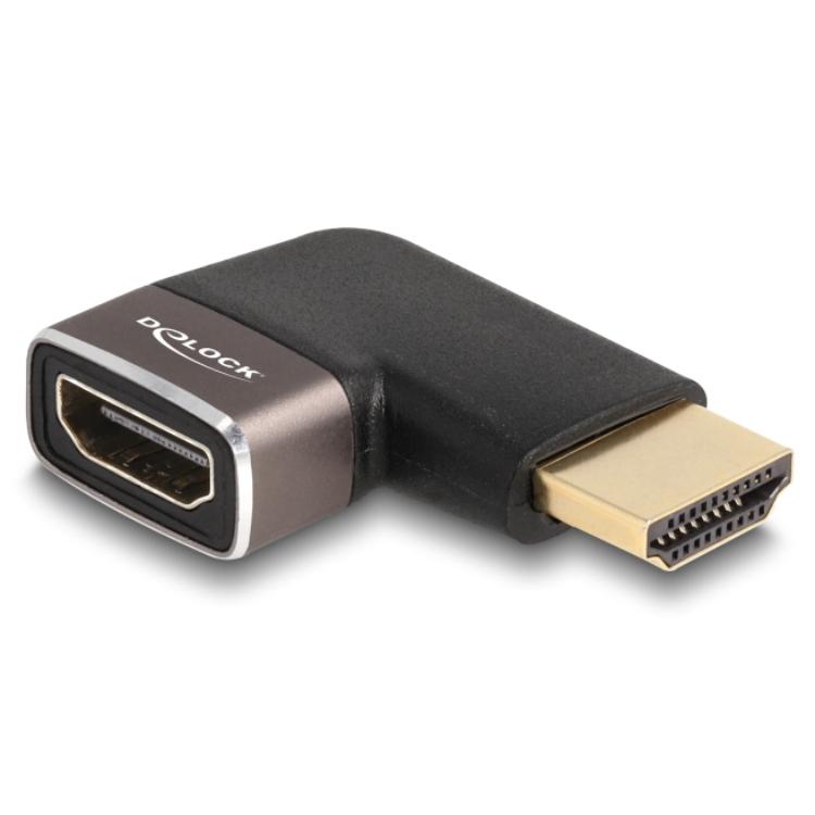 Delock HDMI-adapter Stekker op Aansluiting 90 linkshoekig 8K 60 Hz grijs M