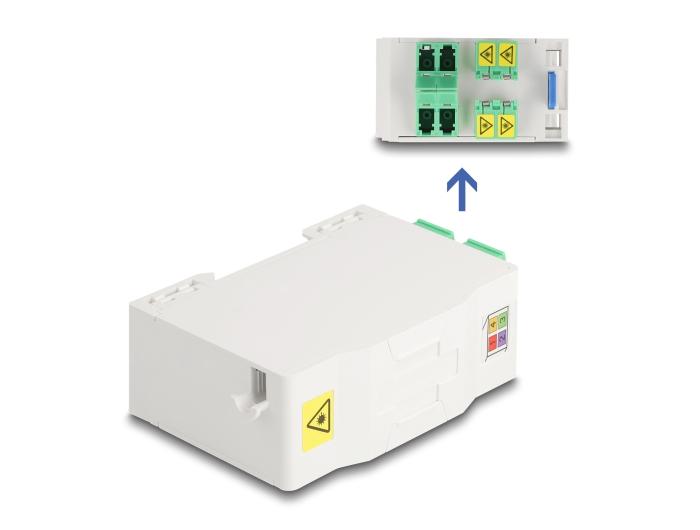 Delock LWL aansluitdoos voor DIN-rail met spleetbevestiging en 4 x LC Duplex