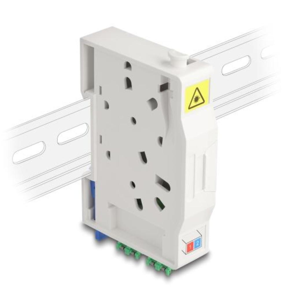 Delock Glasvezel-aansluitdoos voor DIN-rail met LASH-houder en 2 x LC-Duplex