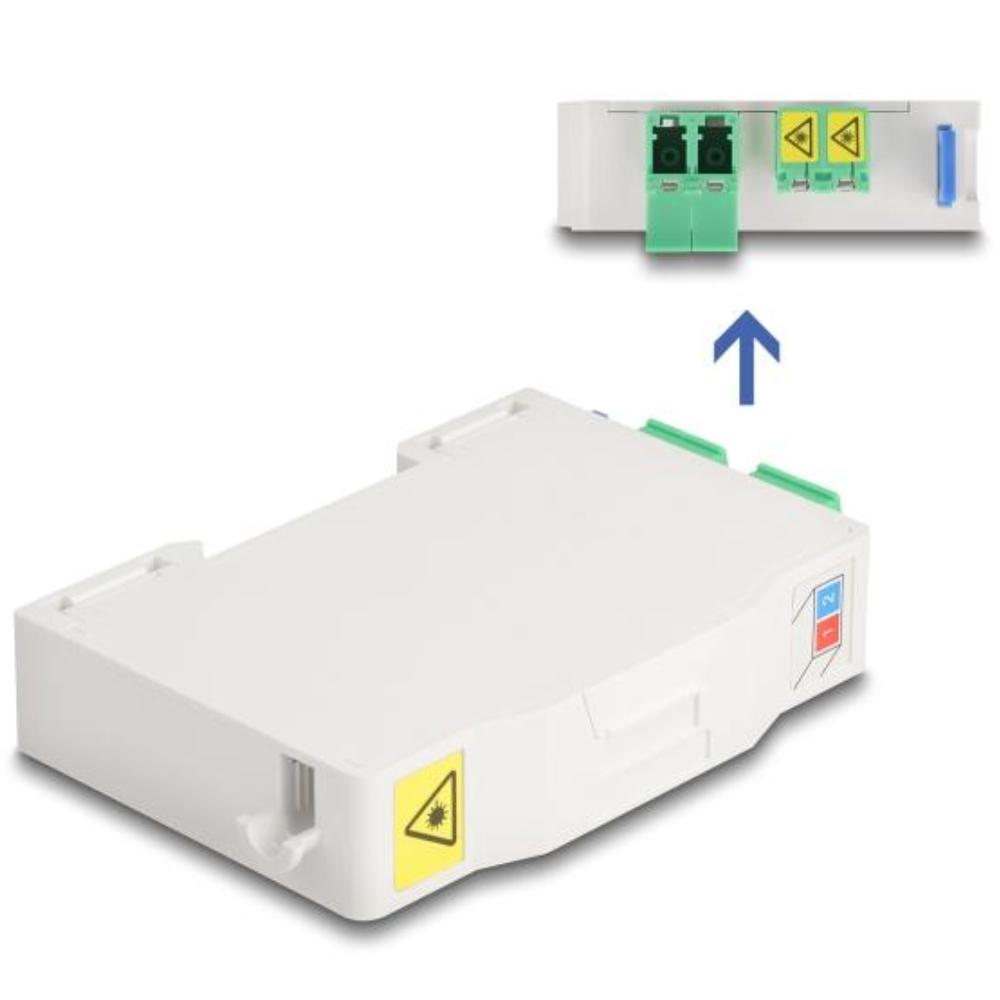 Delock Glasvezel-aansluitdoos voor DIN-rail met LASH-houder en 2 x LC-Duplex