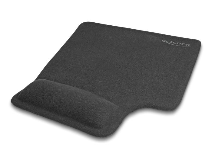 Delock ergonomisch muismat met gel-polsteun linkshandig zwart