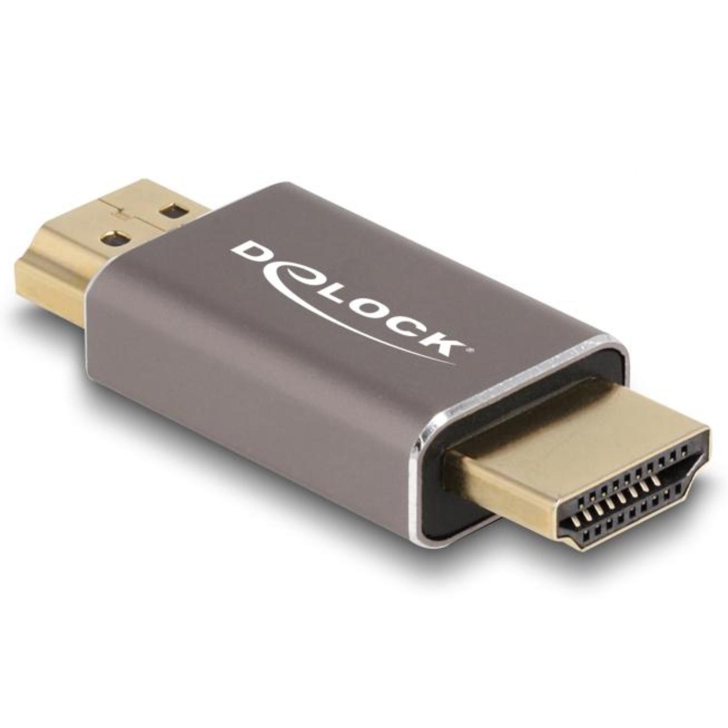 Delock HDMI Adapter Stekker op Stekker 8K 60 Hz grijs Metaal