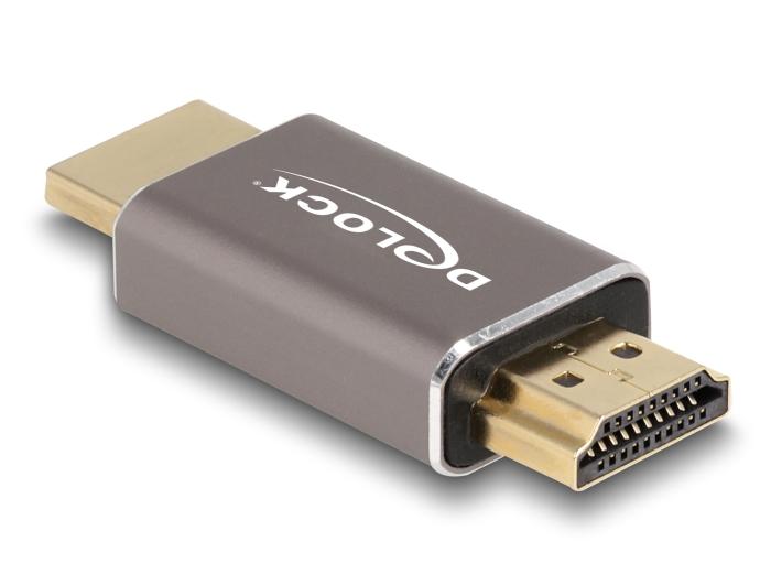 Delock HDMI Adapter Stekker op Stekker 8K 60 Hz grijs Metaal